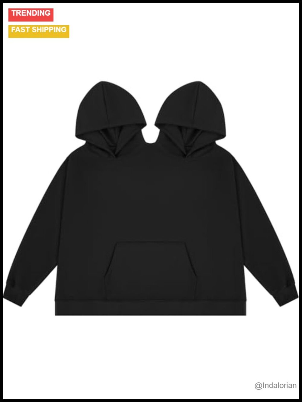 Double Hoodie 2 Person Couples Oversized Cotton Pullover Funny Matching Top